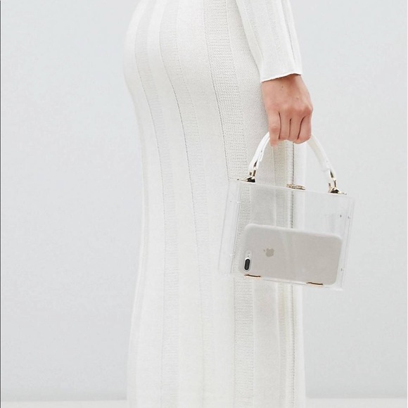 ASOS Off white Midi skirt in Wide Rib - Picture 3 of 8